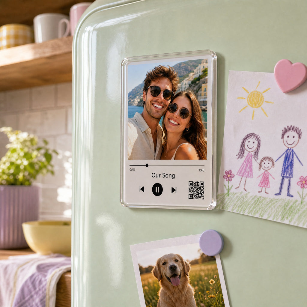 Song magnet on a family fridge