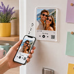Personalized song magnet on the fridge